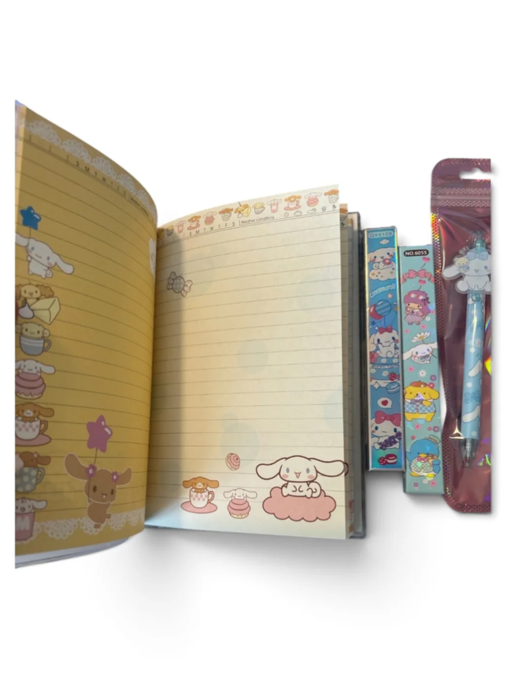 Sanrio Cinnamoroll Stationery Set Notebook and Pen keychain One Size Blue Pink